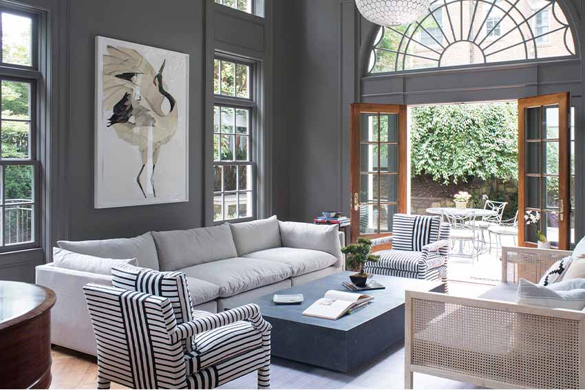 white and grey hall color combination